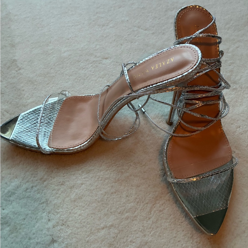 Azalea Wang Silver Strappy Heels